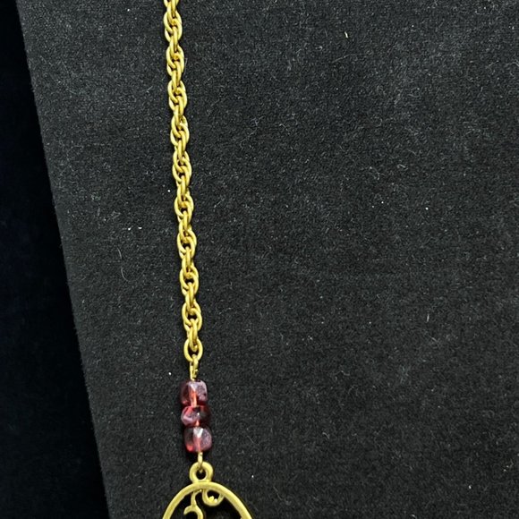 Apt 9 Gold Tone Rope Chain Necklace With Pink Beads (4228) - Picture 3 of 5